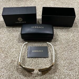 White Versace Greca Squared Sunglasses